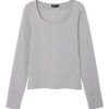 LMTD Nove Deep-O-Neck Short Top Light Grey Melange