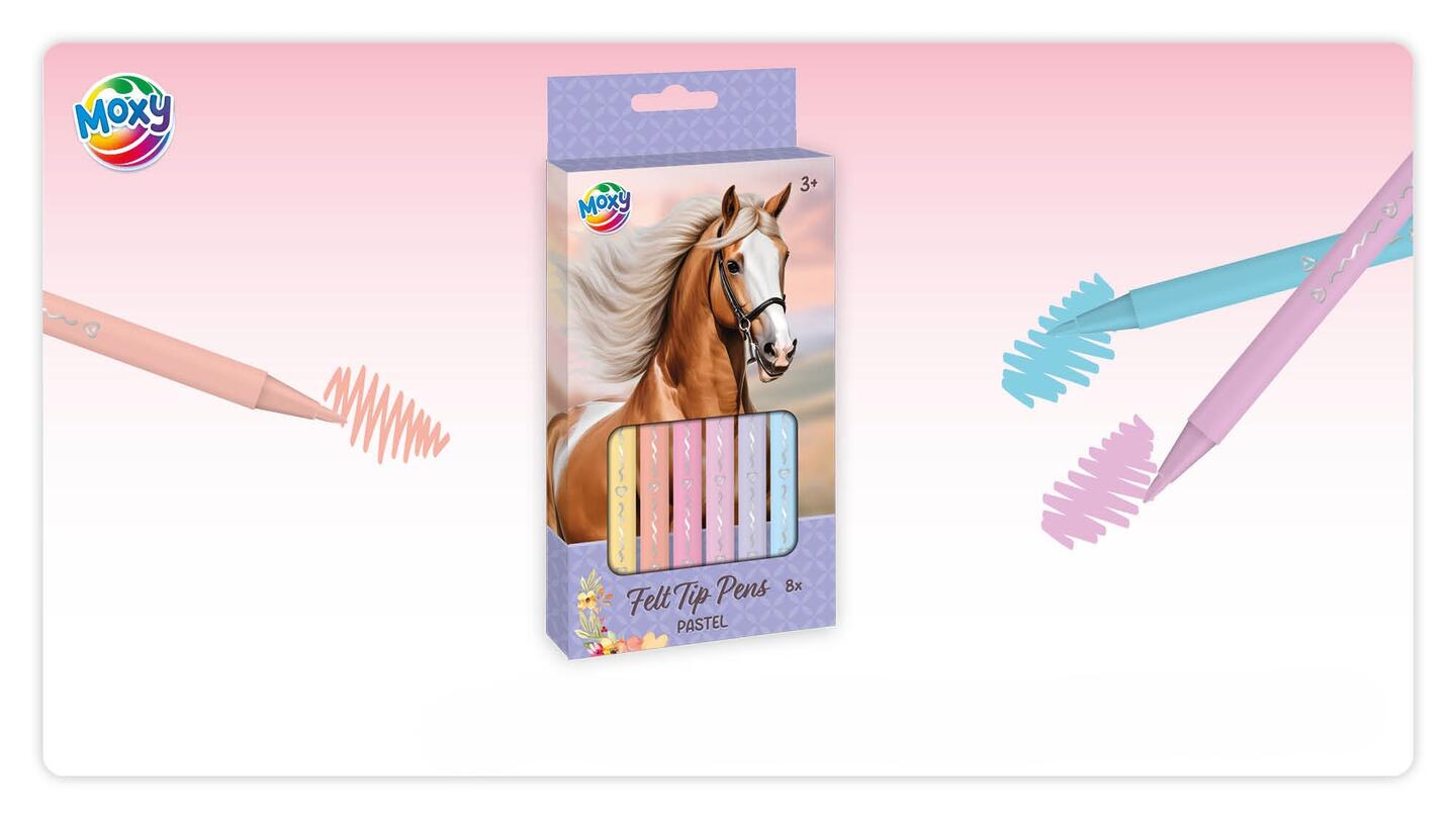 Moxy Hest Tusjer i pastell - 8 STK