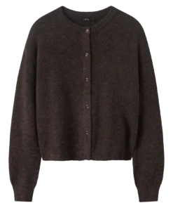 LMTD Flodet Short Knit Cardigan Chocolate Brown
