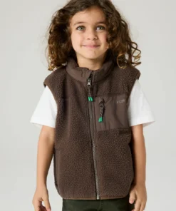 Alternative view of Name It Miller Sherpa Vest Chocolate Brown