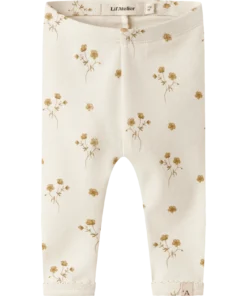 Lil Atelier Layo Slim Leggings Coconut Milk Flower Yellow