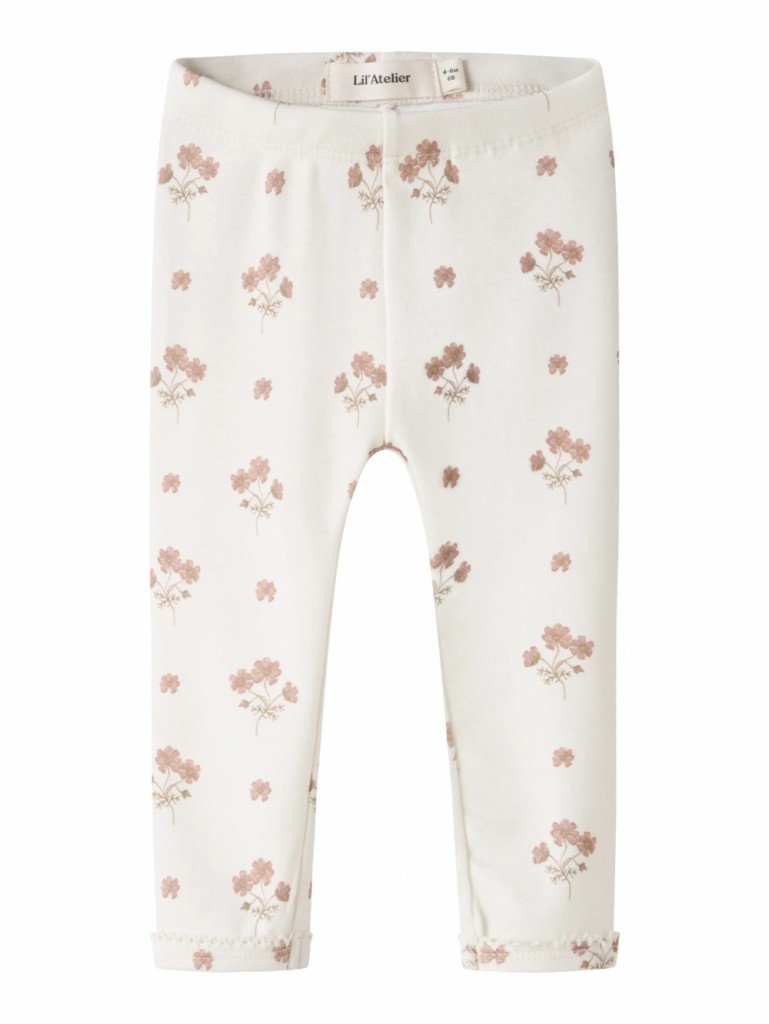 Lil Atelier Layo Slim Leggings Coconut Milk Flower Pink