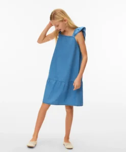 Vero Moda Girls Holly Dress Light Blue Denim