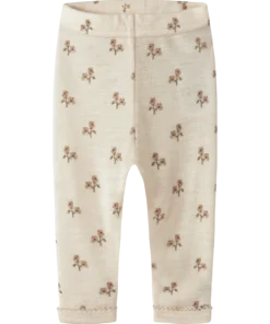 Lil Atelier Baby Nalu Slim Ull leggings - Turtledove | Flower