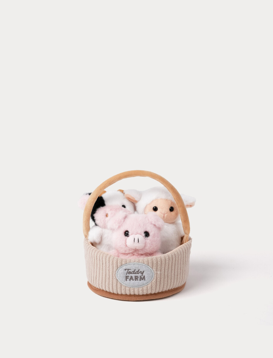 Teddykompaniet Farm kurv M/3 Bamser 15x12 cm