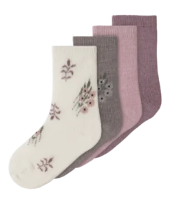 Name It Nkfwak 4-pack sokker i ull/bomull til barn Toadstool